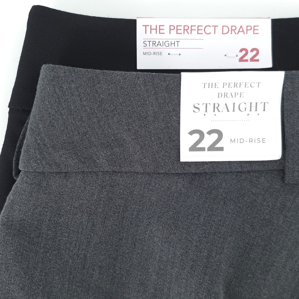 Lane Bryant Women's Dress Pants The Perfect Drape 22 Black & Gray Bundle (2) NWT